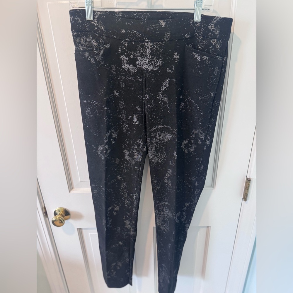 Chico's Bridgette Black and Silver Speckled Pants - Tall